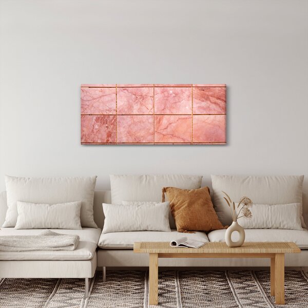 Obraz - Ružové, mramorované dlaždice (120x50 cm)