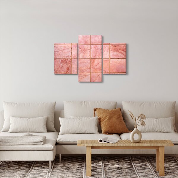 Obraz - Ružové, mramorované dlaždice (90x60 cm)