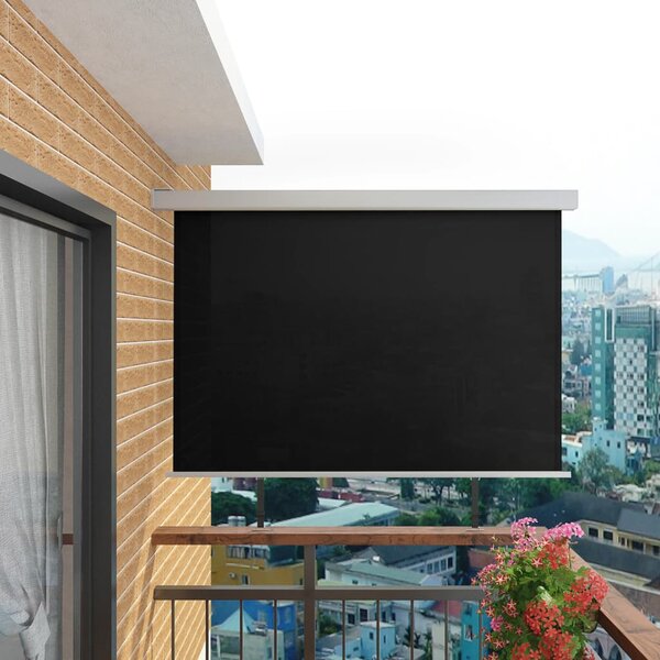 Bočná markíza na balkón, multifunkčná 180x200 cm, čierna