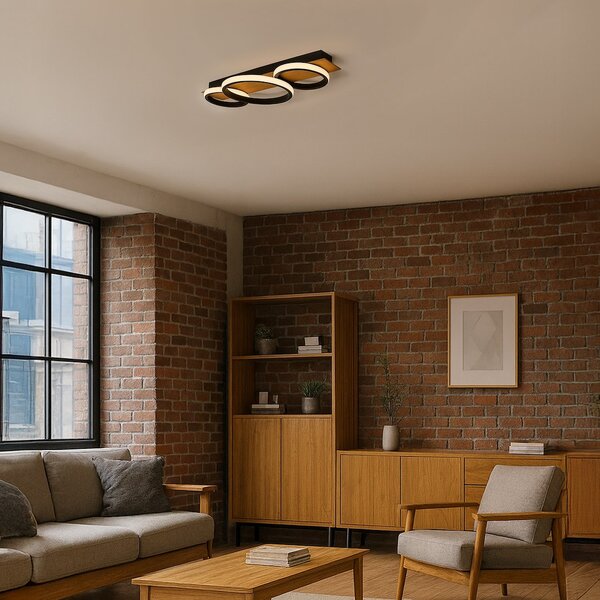 Stropné LED svietidlo Rowena, 3x LED 18w, 4000k, b/imitácia dreva