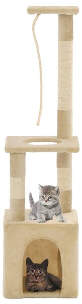 Škrabadlo pre mačky so sisalovými stĺpikmi, 109 cm, béžové