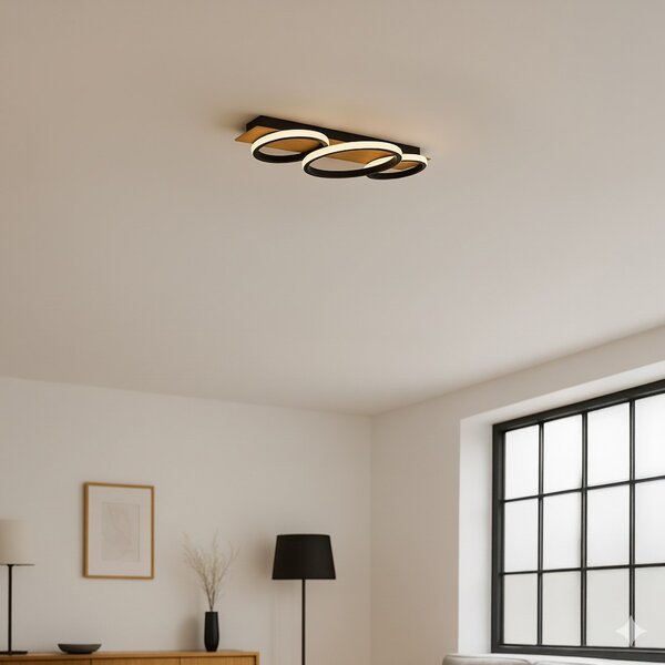Stropné LED svietidlo Rowena, 3x LED 18w, 4000k, b/imitácia dreva