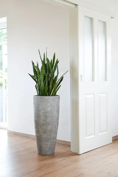 Kvetináč CITY, sklolaminát, výška 80 cm, betón design, sivý