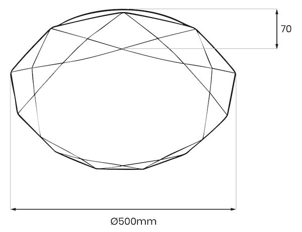 Stropné LED svietidlo Hex, 1x LED 72w, 3000-6000k, (fi 50 cm), w, s ovládačom