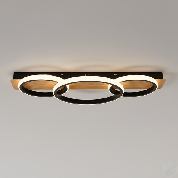 Stropné LED svietidlo Rowena, 3x LED 18w, 4000k, b/imitácia dreva