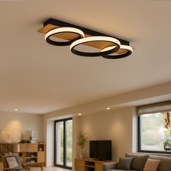 Stropné LED svietidlo Rowena, 3x LED 18w, 4000k, b/imitácia dreva