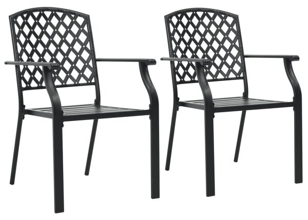 Stohovateľné vonkajšie stoličky 2 ks, oceľ, čierne