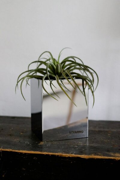 Kvetináč ACENTO CUBICO, leštená nerez, výška 20 cm