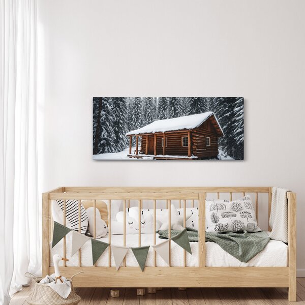 Obraz - Zasnežená chata (120x50 cm)