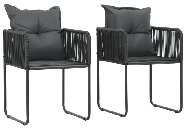 Vonkajšie stoličky 2 ks s vankúšmi, polyratan, čierne