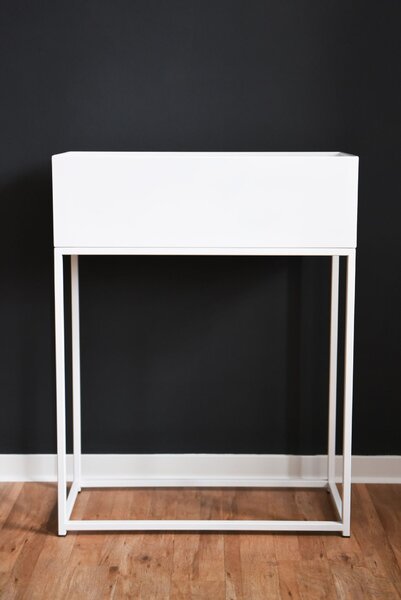 Moderný kvetináč/box na nožičkách STYLE, oceľ, šírka 60 cm, biely mat