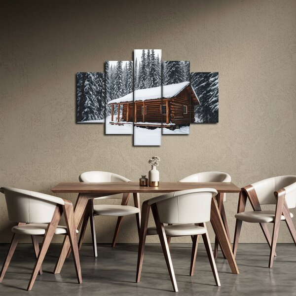 Obraz - Zasnežená chata (150x105 cm)