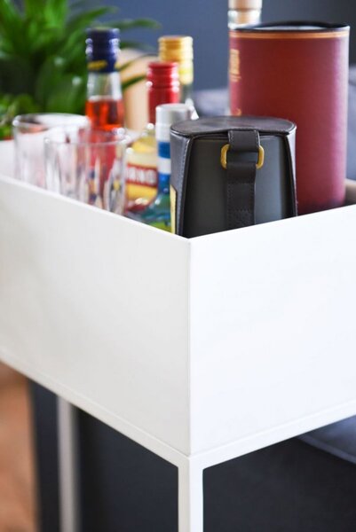 Moderný kvetináč/box na nožičkách STYLE, oceľ, šírka 60 cm, biely mat