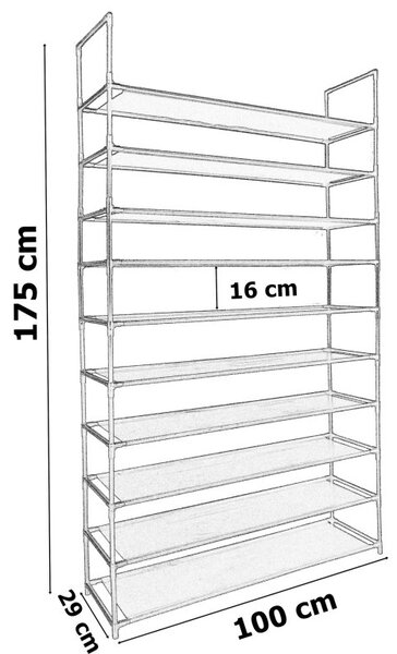 Stojan na topánky Mela - 50 párov -sivý