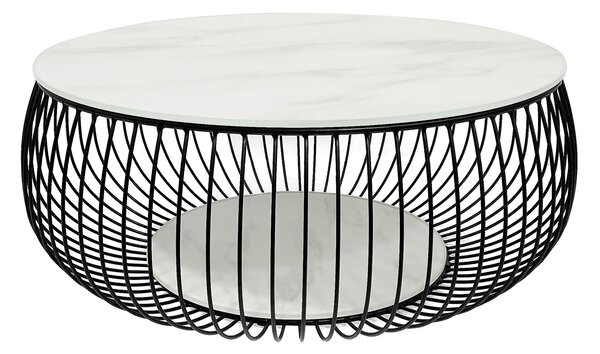 KONFERENČNÝ STOLÍK, čierna, biela, kov, sklo, 86/86/35 cm Livetastic - Stolíky do obývačky, Online Only