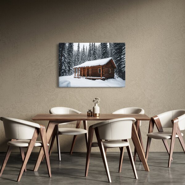 Obraz - Zasnežená chata (90x60 cm)