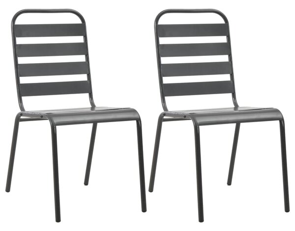 Stohovateľné vonkajšie stoličky 2 ks, oceľ, sivé