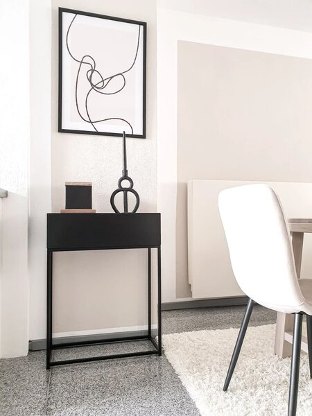 Moderný kvetináč na nožičkách STYLE, oceľ, šírka 60 cm, čierny mat
