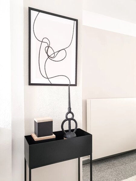 Moderný kvetináč na nožičkách STYLE, oceľ, šírka 60 cm, čierny mat