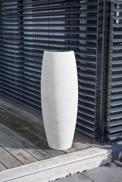 Vysoký kvetináč MAGNUM, sklolaminát-vzhľad kameňa, výška 100 cm, krémová