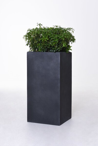 Kvetináč BLOCK, sklolaminát-vzhľad kameňa, výška 80 cm, antracit