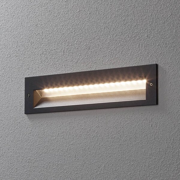 BEGA 33055 nástenné LED svetlo 3000K grafit 32 cm, Hliník / sivá / zinok, Chodba, Hliník, Nástenné svietidlo zapustené