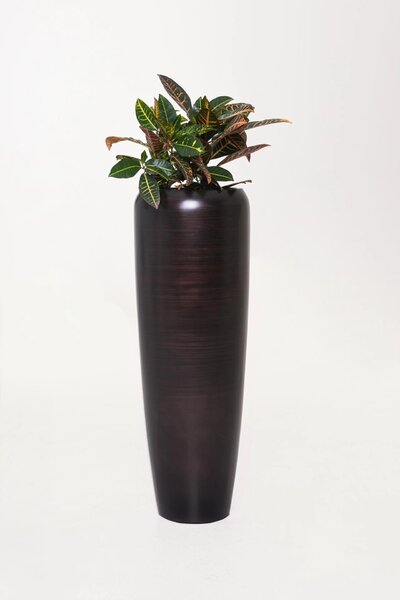Luxusný kvetináč CAVITA, sklolaminát, výška 97 cm, čierno-hnedý hodvábny mat
