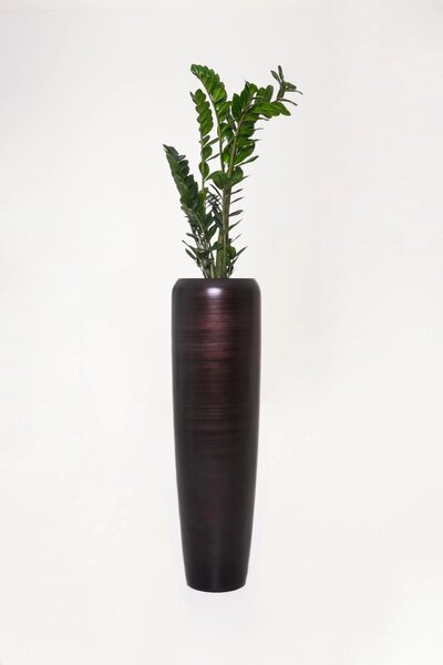 Luxusný kvetináč CAVITA, sklolaminát, výška 97 cm, čierno-hnedý hodvábny mat