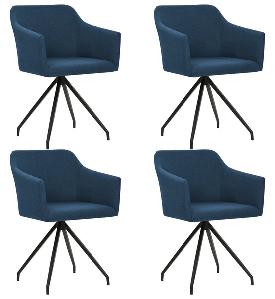 Otočné jedálenské stoličky 4 ks, modré, látka