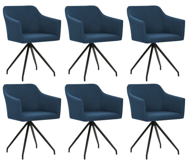 Otočné jedálenské stoličky 6 ks modrá látka