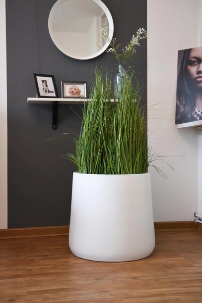Moderný kvetináč VEKRA, výška 50 cm, sklolaminát, biely