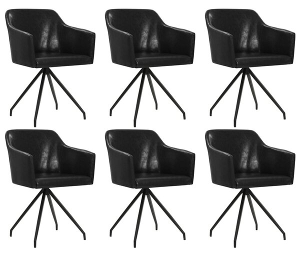 Otočné jedálenské stoličky 6 ks, čierne, umelá koža