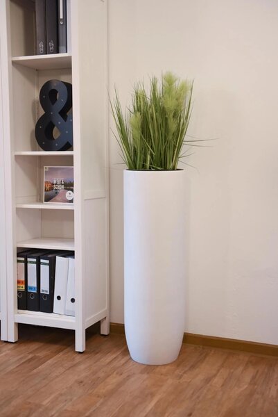 Kvetináč SOLERIO, sklolaminát, výška 100 cm, biely mat, outlet