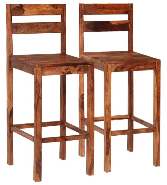 Barové stoličky 2 ks hnedé masívne sheeshamové drevo