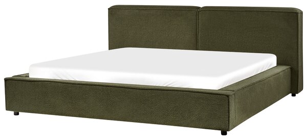 Posteľ tmavozelená buklé čalúnenie 180 x 200 cm s roštom hrubé čalúnené čelo retro tradičný štýl