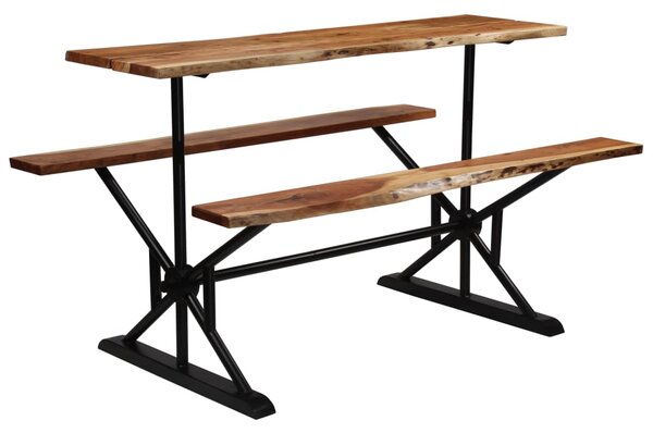 Barový stôl s lavicami 180x50x107 cm masívne akáciové drevo