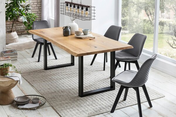 JEDÁLENSKÝ STÔL, dub, prírodná farba, čierna, 240/100/75 cm P & B - Stoly, Online Only