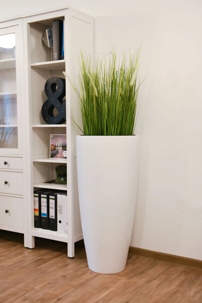 Kvetináč CITY, sklolaminát, výška 100 cm, biely mat
