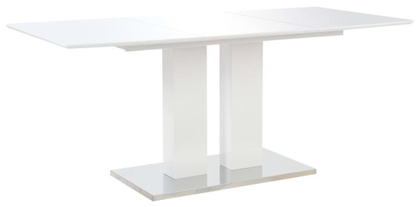 Jedálenský stôl, vysoký lesk, biely 180x90x76 cm, MDF