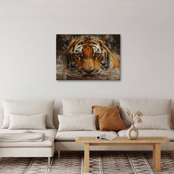 Obraz - Portrét tigra vo vode (70x50 cm)