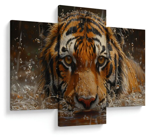 Obraz - Portrét tigra vo vode (90x60 cm)