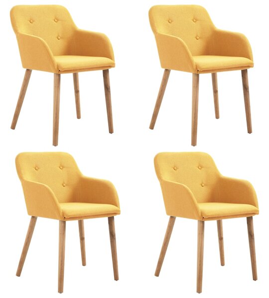 Jedálenské stoličky 4 ks, žlté, látka a dubový masív