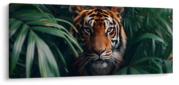 Obraz - Portrét tigra v džungli (120x50 cm)