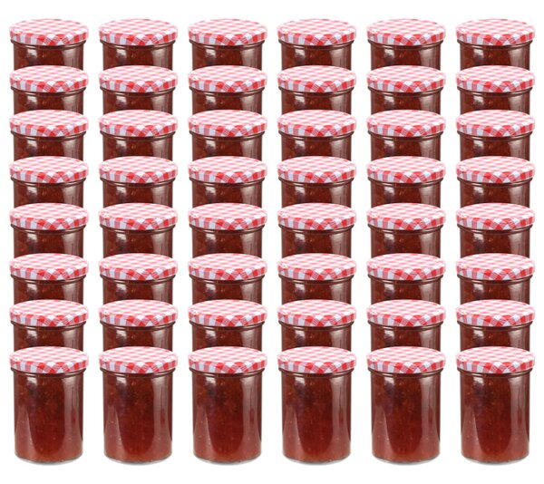 Zaváracie poháre s bielo-červenými viečkami 48 ks 400 ml sklo