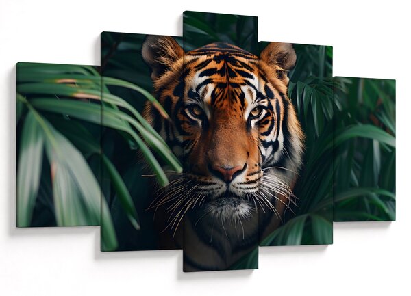 Obraz - Portrét tigra v džungli (150x105 cm)