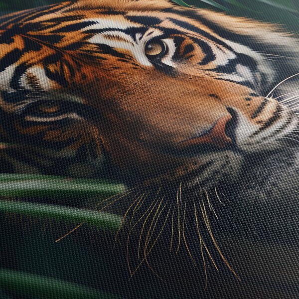 Obraz - Portrét tigra v džungli (120x50 cm)