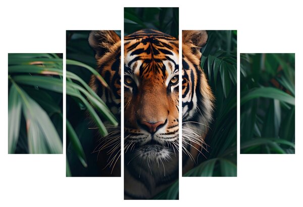 Obraz - Portrét tigra v džungli (150x105 cm)