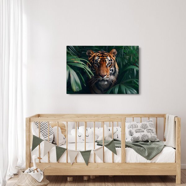 Obraz - Portrét tigra v džungli (90x60 cm)