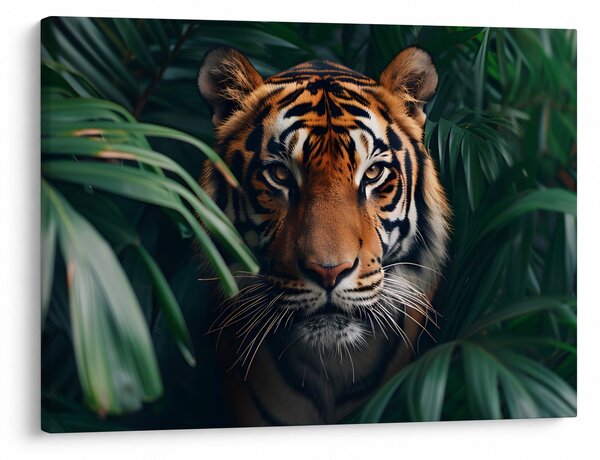 Obraz - Portrét tigra v džungli (70x50 cm)