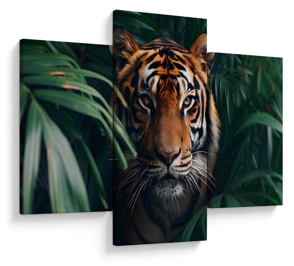 Obraz - Portrét tigra v džungli (90x60 cm)